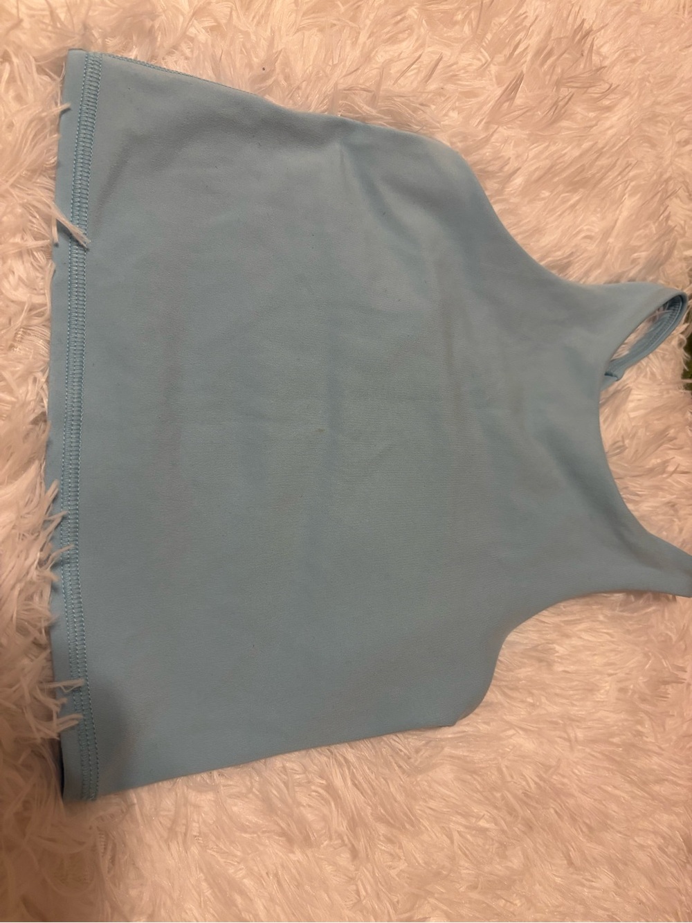 Light Blue Acro/Dance Tank Crop Top Lined Girl Size 10 All In Motion Like New